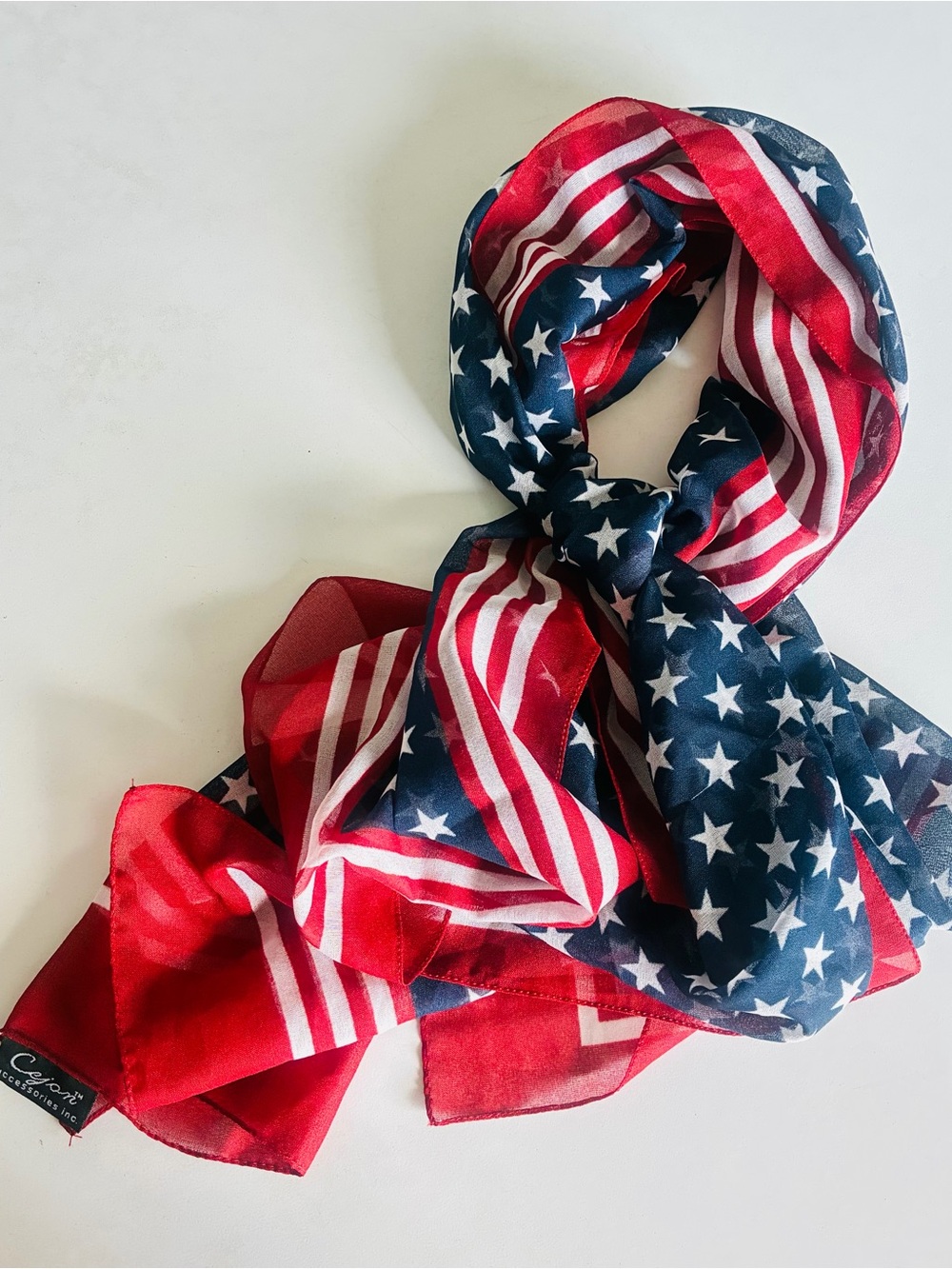 Cejon Accessories Women’s American Flag Patriotic Scarf Soft Light 60”x15”